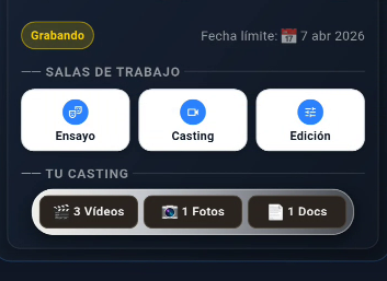 Subtexto app overview showing study and casting centers