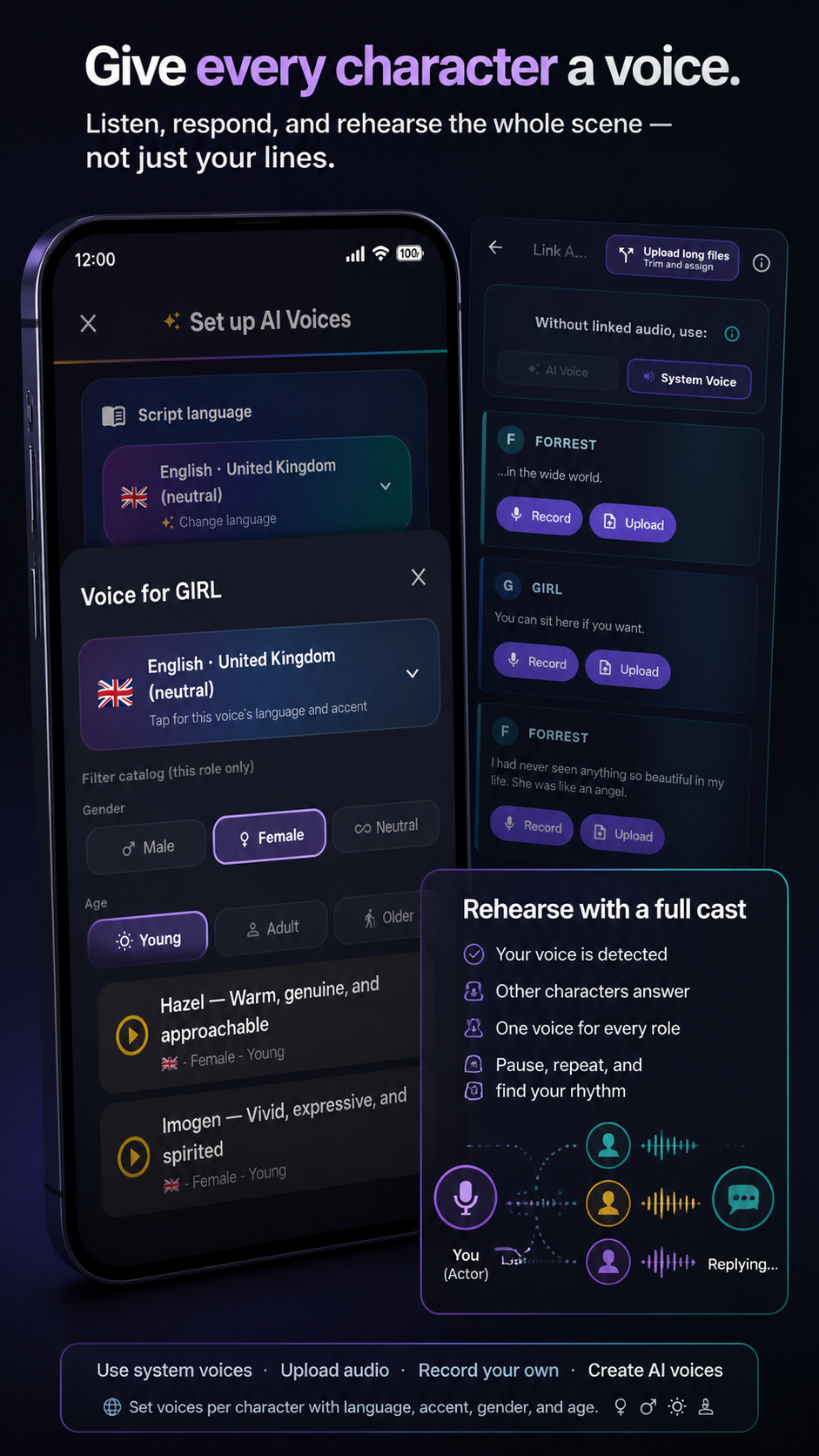 AI voices for rehearsal