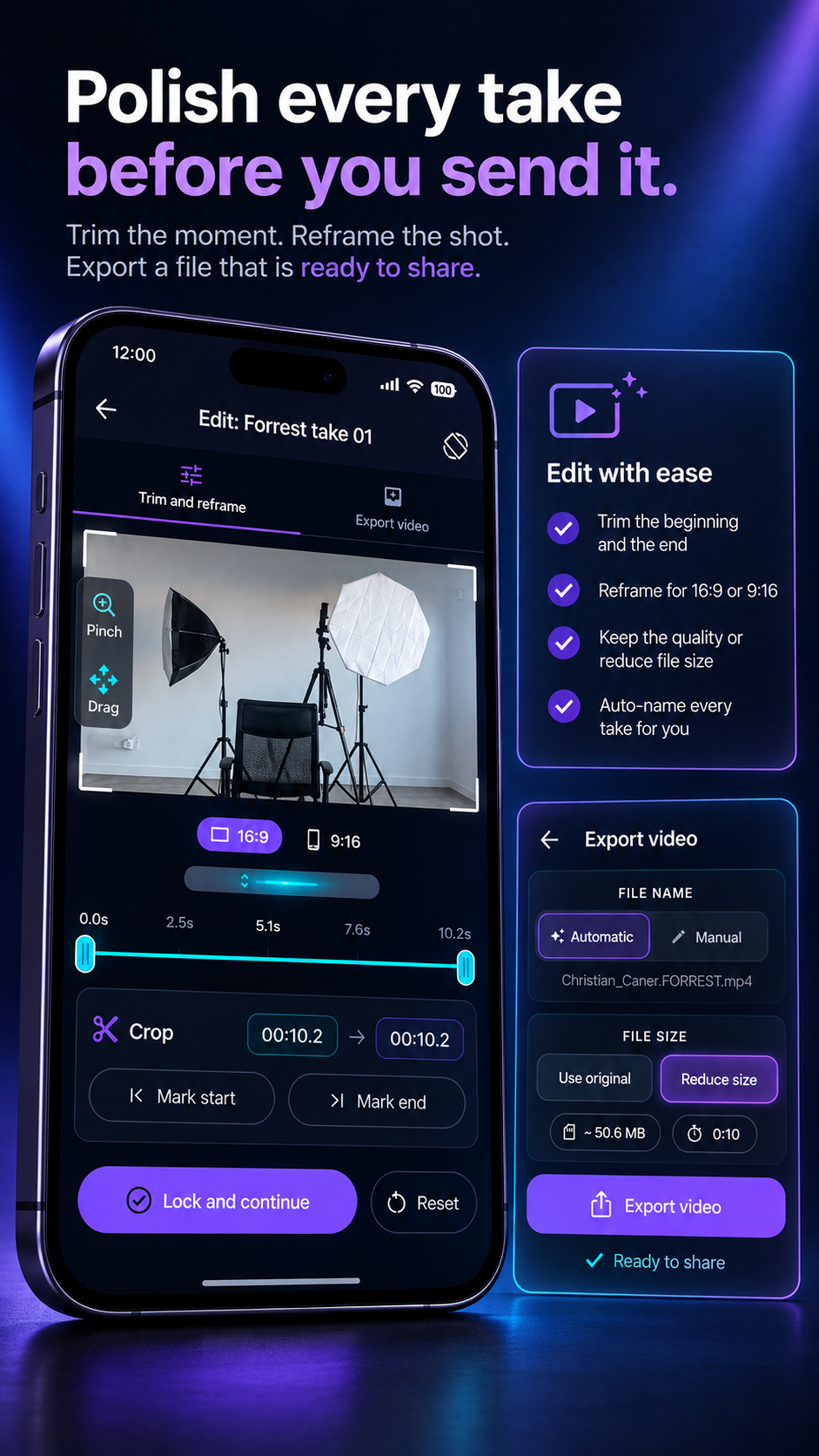 Self-tape editing and export